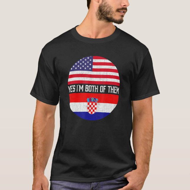 Halva amerikanska halvkroatiska USA flagga-familje T Shirt (Framsida)