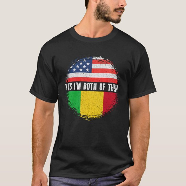 Halva amerikanska halvmalian USA flagga Mali Herit T Shirt (Framsida)