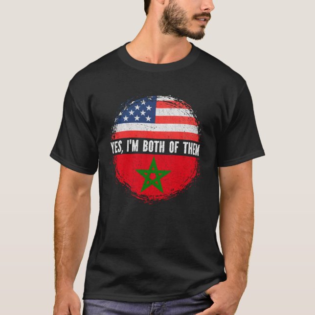 Halva amerikanska halvmarockanska USA flagga Maroc T Shirt (Framsida)