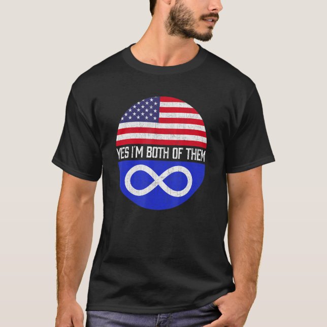 Halva amerikanska halvmesyrerna i USA flagga-famil T Shirt (Framsida)