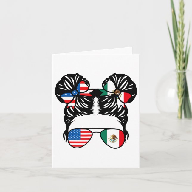 Halva amerikanska halvmexikanska flickor, USA, Mex Kort (Framsida)