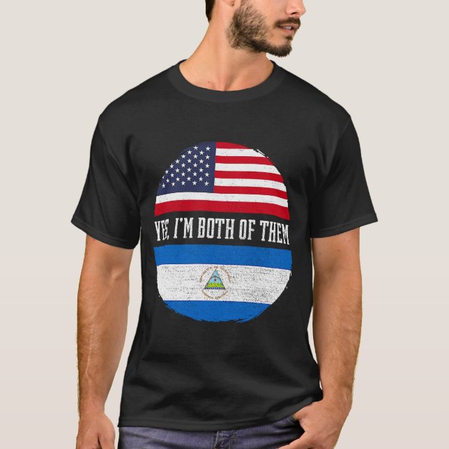 Halva amerikanska halvnicaragua USA flagga Nicarag T Shirt (Framsida)