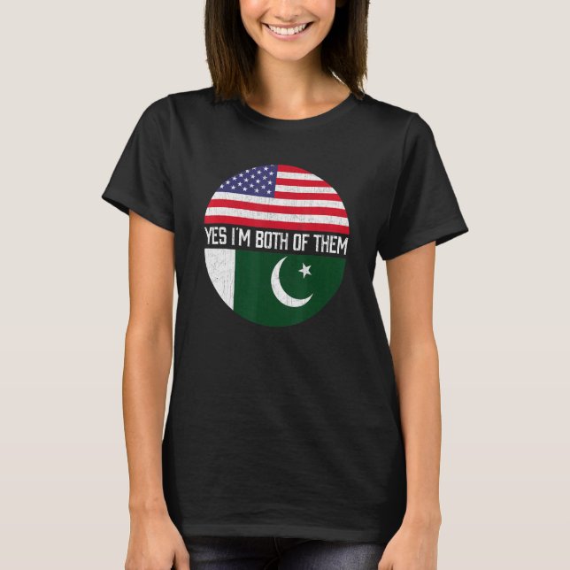 Halva amerikanska halvpakistanska USA flagga Famil T Shirt (Framsida)