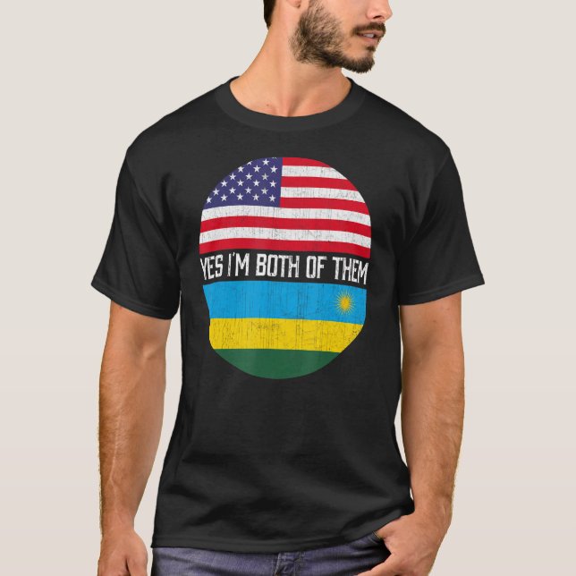 Halva amerikanska halvrwandiska USA flagga-familje T Shirt (Framsida)