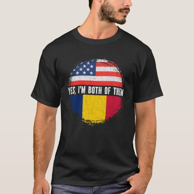 Halva amerikanska halvtchadiska USA flagga Tchad-k T Shirt (Framsida)