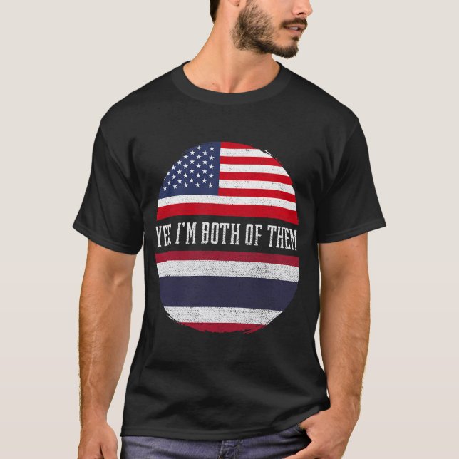 Halva amerikanska halvthailändska USA flagga Thail T Shirt (Framsida)