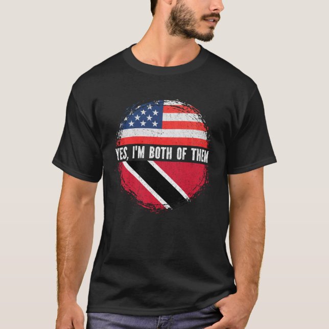 Halva amerikanska halvtrinidadian USA flagga Trini T Shirt (Framsida)