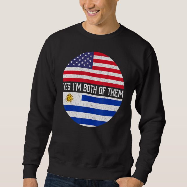 Halva amerikanska halvuruguayanska USA flagga-fami Lång Ärmad Tröja (Framsida)