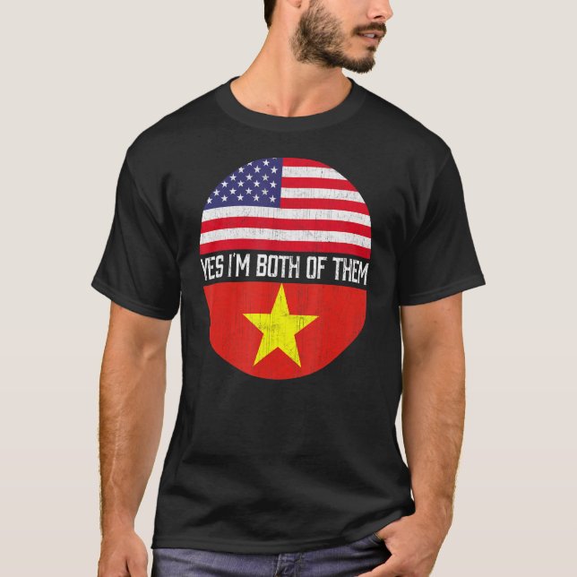 Halva amerikanska halvvietnamesiska USA flagga-fam T Shirt (Framsida)