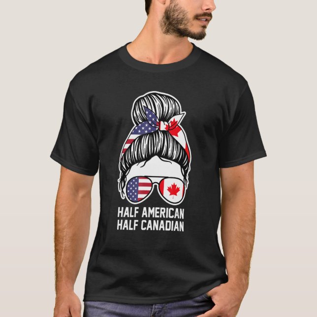 Halva amerikanska kanadensiska t shirt (Framsida)