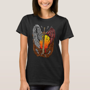 Halva Angel halv Djävulen Bra och Evil Fallen Ange T Shirt