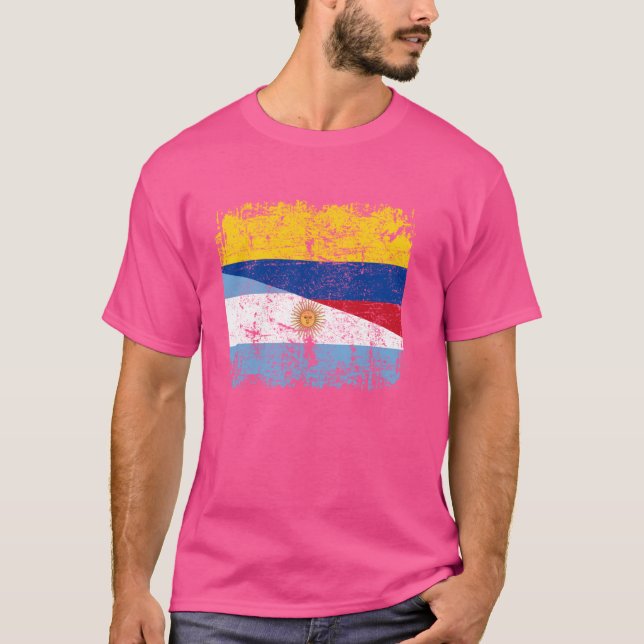 Halva argentinska colombianska Flagga Argentina Co T Shirt (Framsida)