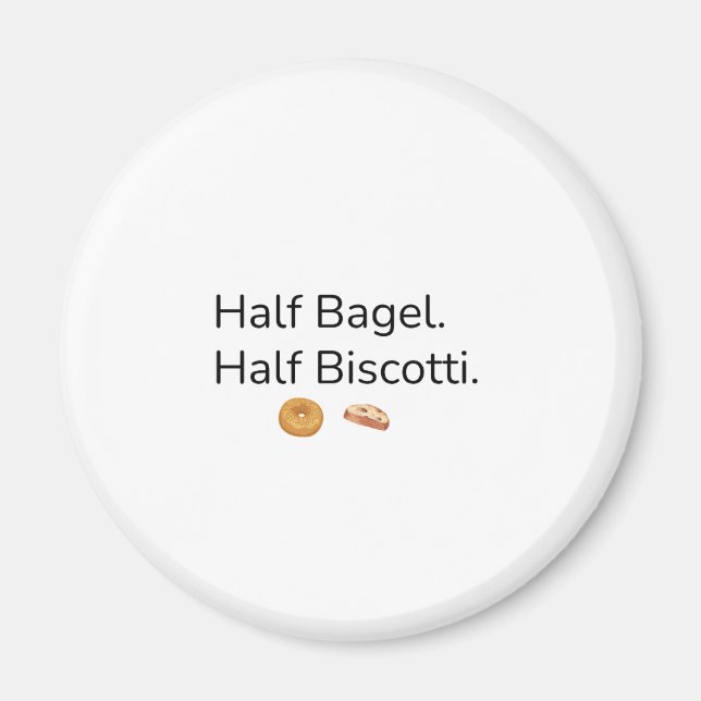 Halva bagel halva biscotti magnet (Framsidan)