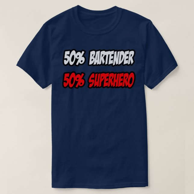 Halva Bartender Halssuperhjälten T Shirt (Design framsida)