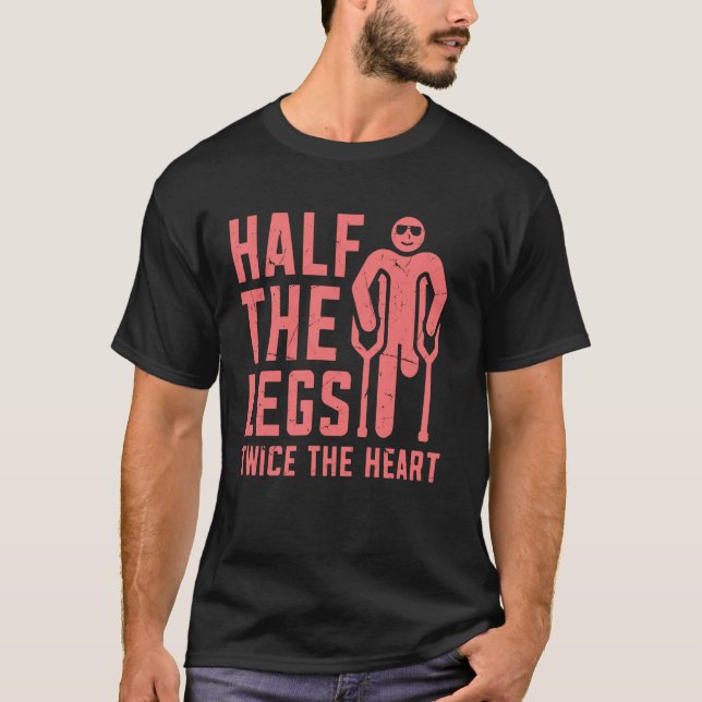 Halva benen dubbla hjärtat amputerad t shirt (Framsida)
