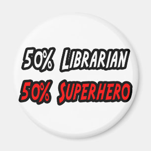 Halva bibliotekets halvsuperhjälte magnet