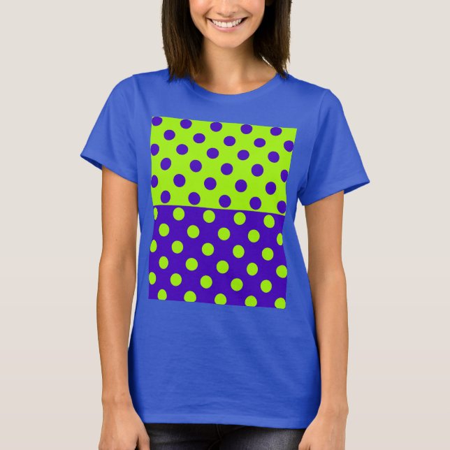 Halva blå och gröna prickar   t shirt (Framsida)