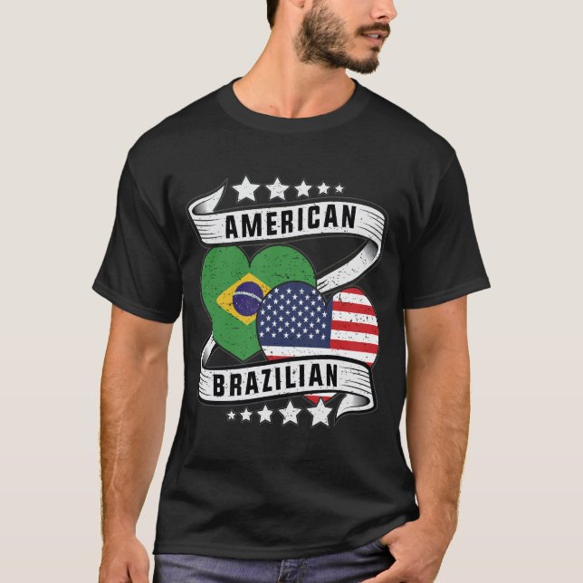 Halva Brasilianska halva Amerika T Shirt (Framsida)
