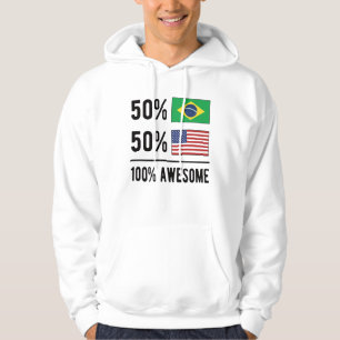 Halva Brasilianska halva amerikanska Flagga Brasil Hoodie