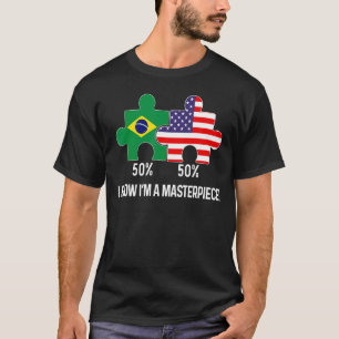 Halva Brasilianska halva amerikanska Flagga i komb T Shirt
