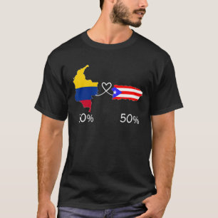 Halva colombiansk halv Puerto Rican Karta Kärlek C T Shirt