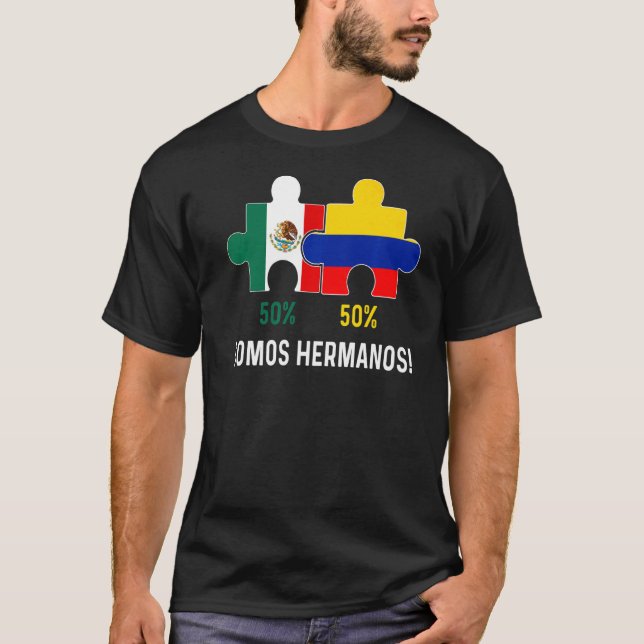 Halva colombianska halva mexikanska Flagga DNA Mex T Shirt (Framsida)