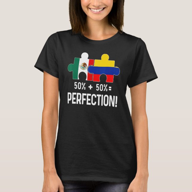 Halva colombianska halva mexikanska Flagga DNA Mex T Shirt (Framsida)