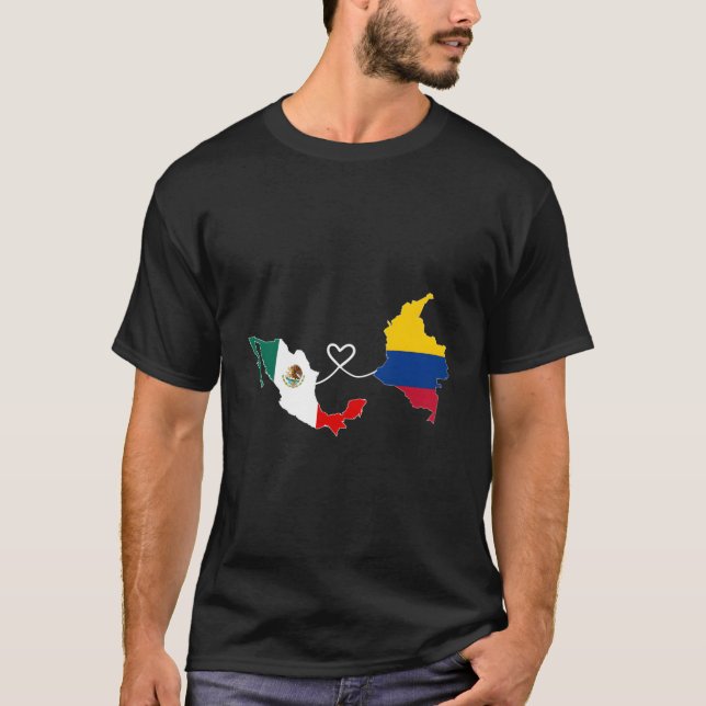 Halva Colombianska halva mexikanska Flagga Dna Mex T Shirt (Framsida)