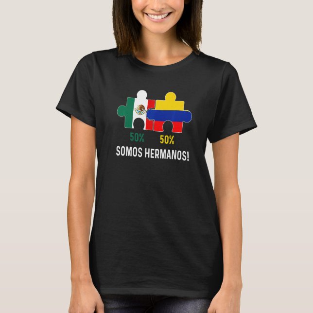 Halva colombianska halva mexikanska Flagga DNA Mex T Shirt (Framsida)