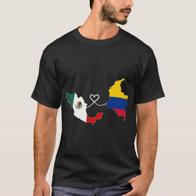 Halva colombianska halva mexikanska Flagga DNA Mex T Shirt (Framsida)