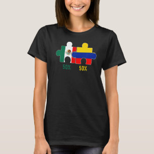 Halva Colombianska halva mexikanska Flagga-Kärlek, T Shirt