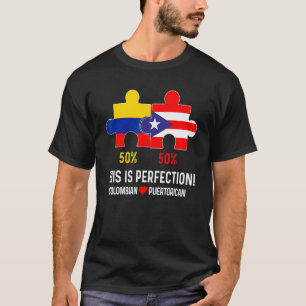 Halva Colombianska halvön Puerto Rican Flagga Kart T Shirt