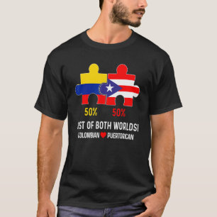 Halva Colombianska halvön Puerto Rican Flagga Kart T Shirt