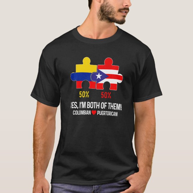 Halva Colombianska halvön Puerto Rican Flagga Kart T Shirt (Framsida)