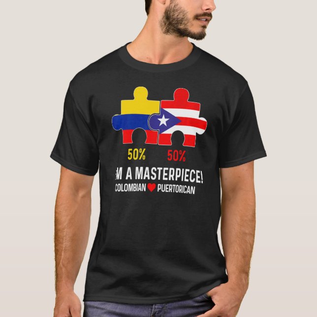 Halva Colombianska halvön Puerto Rican Flagga Kart T Shirt (Framsida)