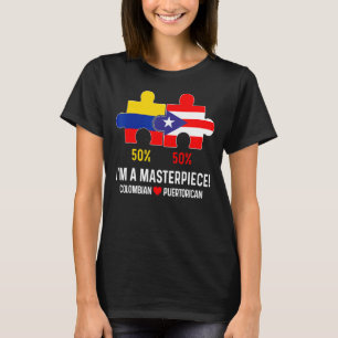 Halva Colombianska halvön Puerto Rican Flagga Kart T Shirt