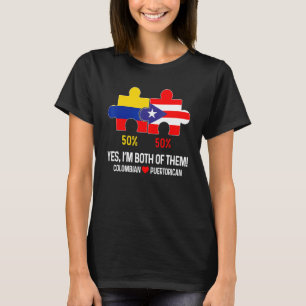 Halva Colombianska halvön Puerto Rican Flagga Kart T Shirt