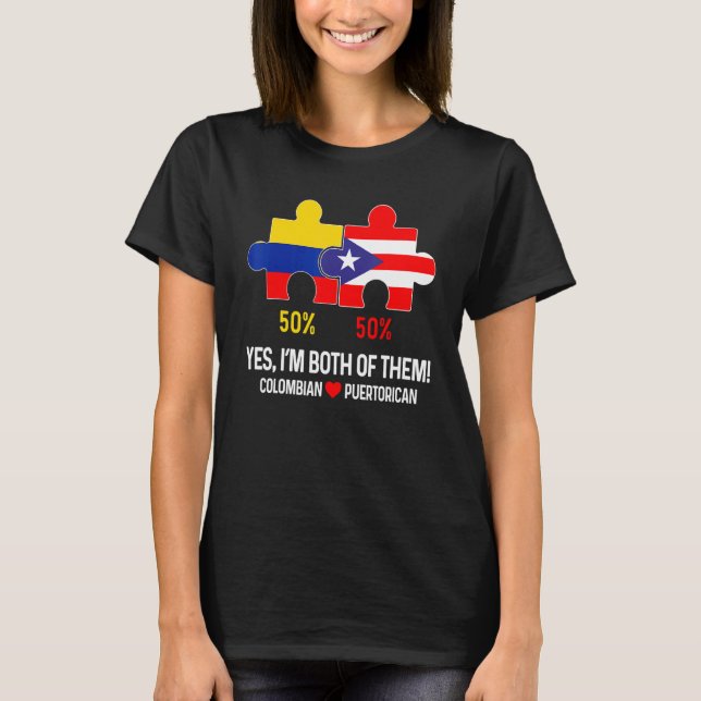 Halva Colombianska halvön Puerto Rican Flagga Kart T Shirt (Framsida)