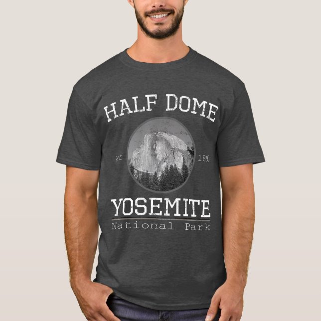 Halva Dome Yosemite National Park Distress T Shirt (Framsida)