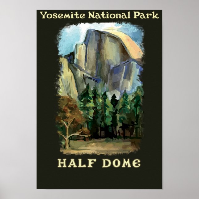 Halva Dome, Yosemite National Park vintage-stil Poster (Framsidan)