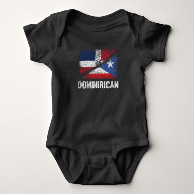 Halva Dominikanska halva Puerto Rican Flagga Domin T Shirt (Framsida)
