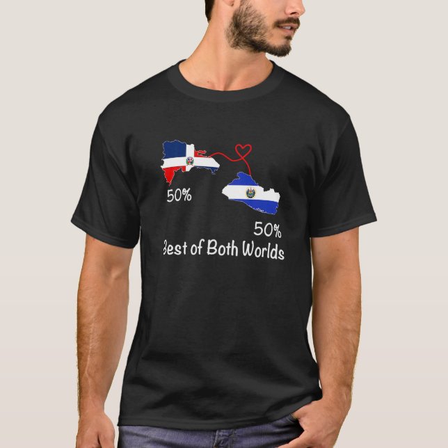 Halva Dominikanska halvsaloran Flagga Karta Kärlek T Shirt (Framsida)