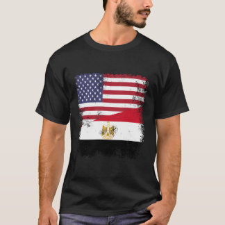 Halva egyptiska Flagga Vintage Egypten Usa Gift fo T Shirt
