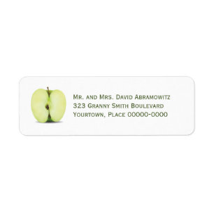 Halva en grön Apple returadress Etikett