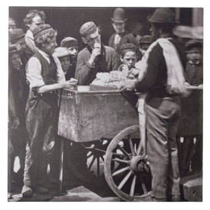Halva encentmyntis, från "gataliv i London", 187 Kakelplatta