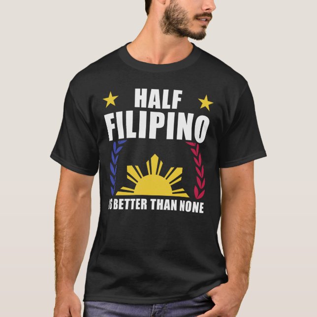 Halva Filipino American Filippinerna Pinoy Pinay T Shirt (Framsida)