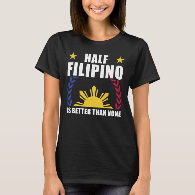 Halva Filipino American Filippinerna Pinoy Pinay T Shirt (Framsida)
