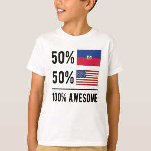 Halva Haitis halverade amerikanska Flagga Haiti US T Shirt