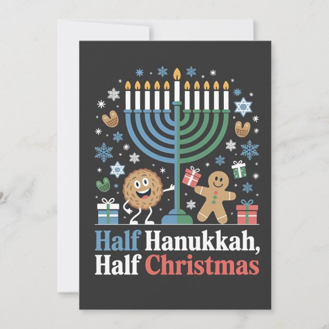 Halva Hanukkah Halva julfinalen Christmukah Inbjudningar (Framsida)