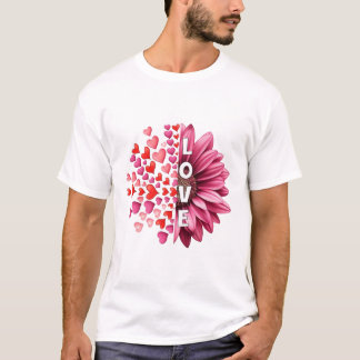 Halva hjärtan blommar kärlek halvt t shirt